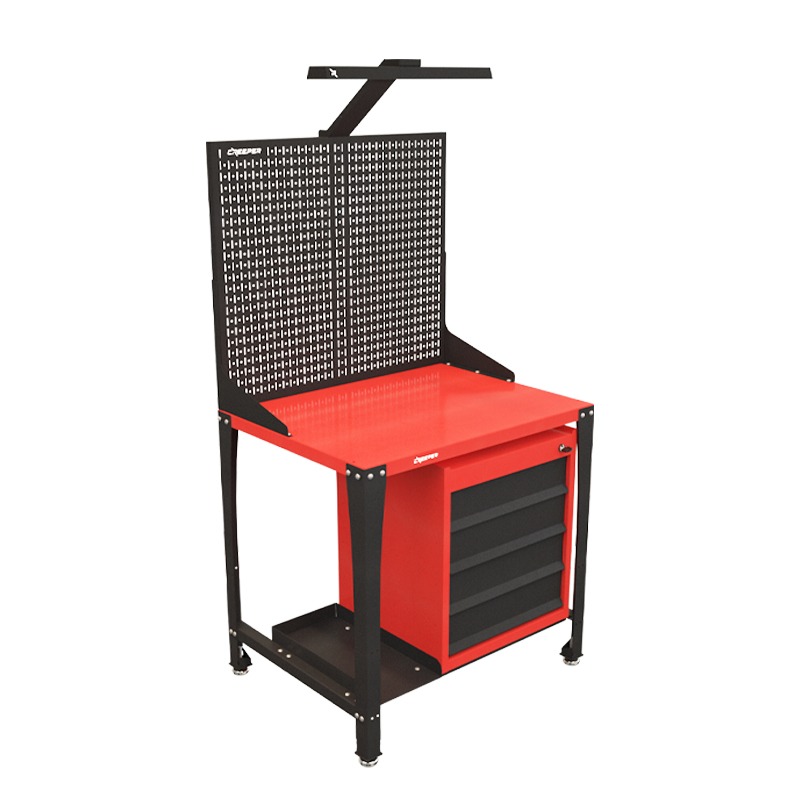 میز کار دوطبقه با استند، چراغ و کشو